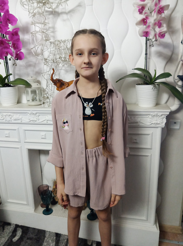 Летний костюм для дочки: блузка-рубашка от Мия
