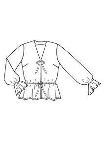 Технический рисунок блузки с поясом-кулиской