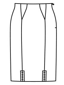 Технический рисунок юбки-карандаш с разрезами