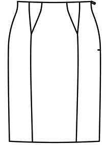 Технический рисунок юбки узкого кроя с клиньями на талии