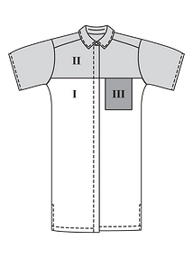 Технический рисунок платья-рубашки с супатной застёжкой