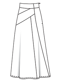 Технический рисунок расклешенной юбки-макси с высоким поясом