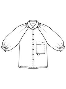 Технический рисунок блузки с элементами рубашечного кроя