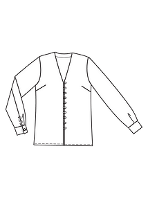 Технический рисунок блузки с глубоким V-вырезом