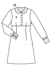 Технический рисунок платья с воротником «Питер Пен»