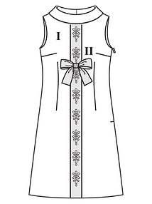 Технический рисунок платья с воротником и планкой