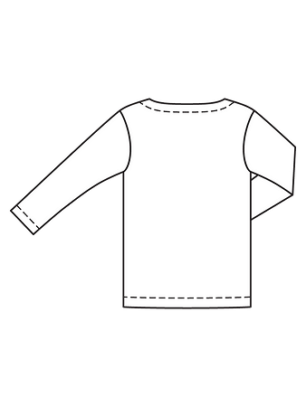 Технический рисунок прямого пуловера с вырезом-лодочкой спинка