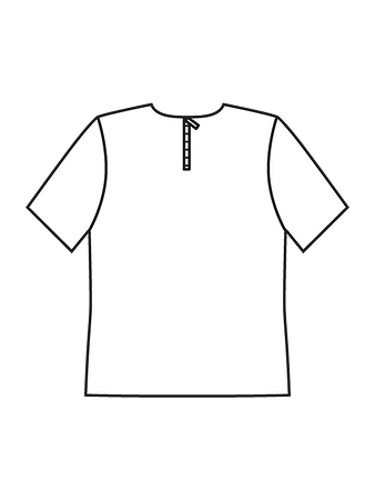Технический рисунок блузки-футболки из ткани с пайетками спинка