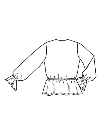 Технический рисунок блузки с поясом-кулиской спинка