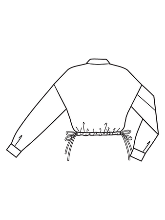 Технический рисунок блузки с воротником и поясом-кулиской спинка