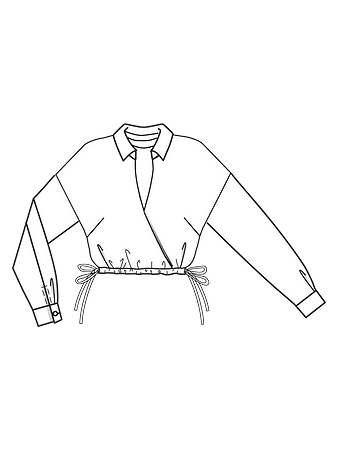 Технический рисунок блузки с воротником и поясом-кулиской