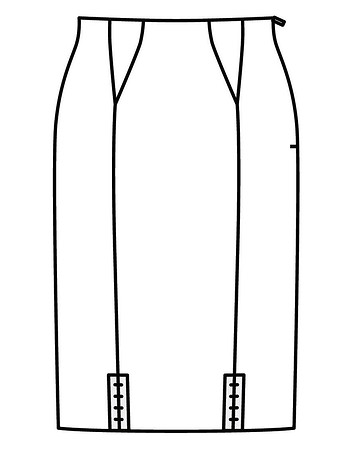 Технический рисунок юбки-карандаш с разрезами