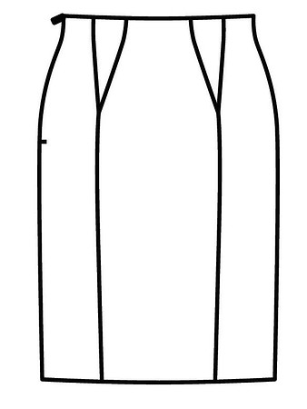 Технический рисунок юбки узкого кроя вид сзади