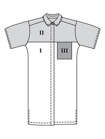 Технический рисунок платья-рубашки с супатной застёжкой