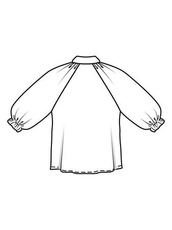 Технический рисунок блузки с элементами рубашечного кроя спинка
