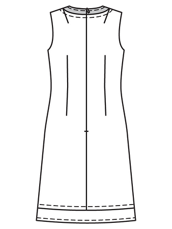 Технический рисунок платья приталенного силуэта спинка