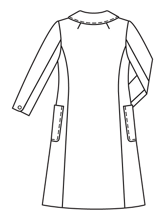 Технический рисунок пальто приталенного силуэта спинка