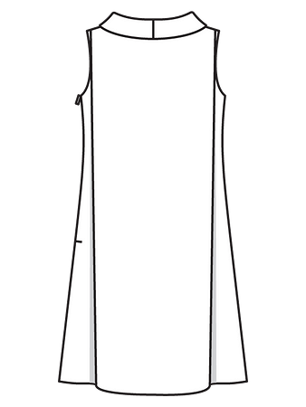 Технический рисунок платья с воротником и планкой спинка