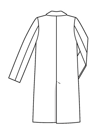Технический рисунок пальто прямого кроя вид сзади