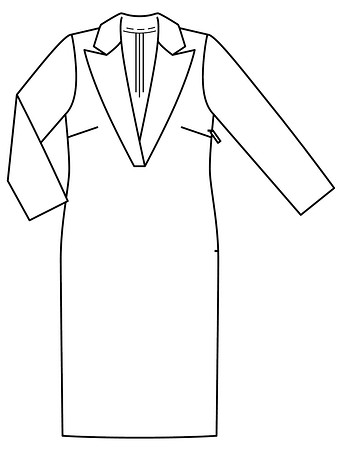 Технический рисунок платья приталенного силуэта с рукавами ¾