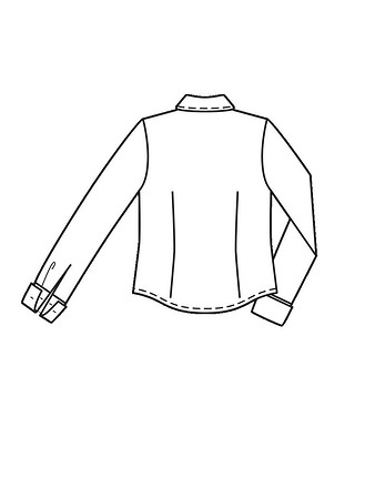 Технический рисунок приталенной блузки-рубашки вид сзади