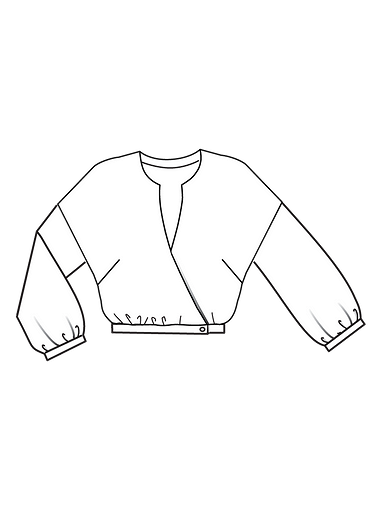 Блузка с эффектом запаха и объёмными рукавами