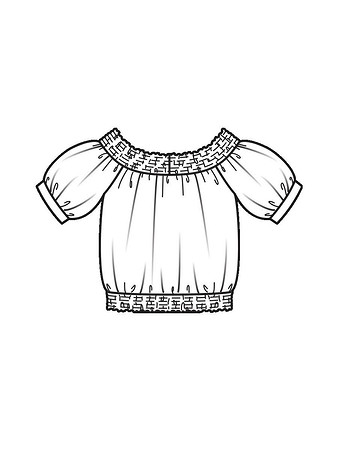 Технический рисунок блузки с вид сзади