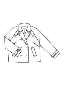 Технический рисунок куртки с элементами классического тренчкота