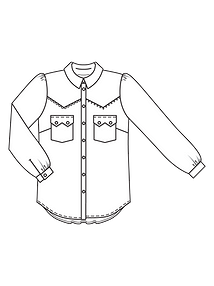 Технический рисунок блузки рубашечного кроя