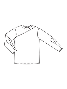 Технический рисунок пуловера с асимметричной кокеткой