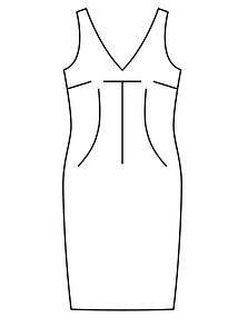 Технический рисунок платья с глубокими V-образными вырезами