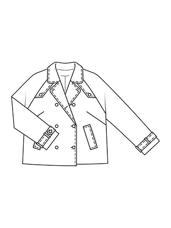 Технический рисунок куртки с элементами классического тренчкота