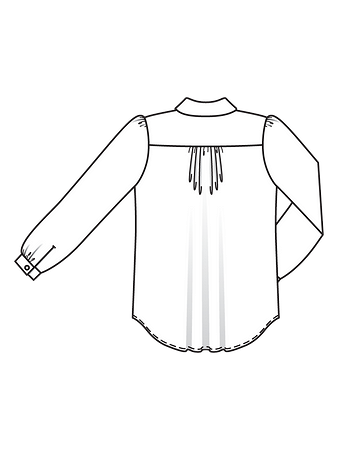 Технический рисунок блузки рубашечного кроя спинка