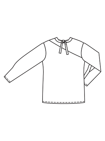 Технический рисунок пуловера с асимметричной кокеткой спинка