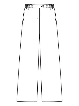 Технический рисунок широких брюк с эластичным поясом