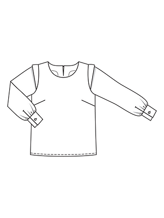 Технический рисунок блузки с деталями от-кутюр