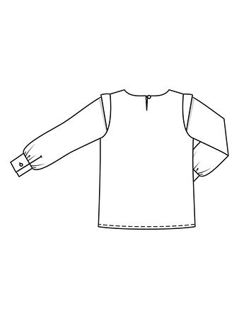 Технический рисунок блузки с деталями от-кутюр спинка