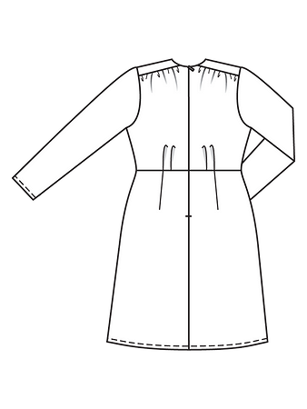 Технический рисунок платья с эффектной деталью спинка
