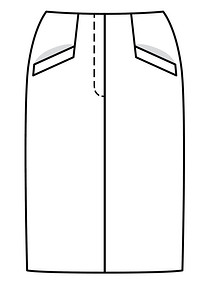Технический рисунок юбки с прорезными карманами