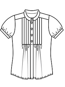 Технический рисунок блузки с пластроном в складку