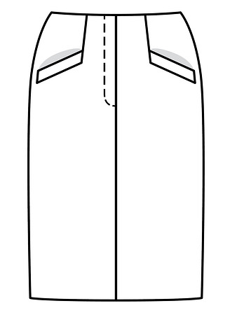 Технический рисунок юбки прямого кроя без пояса