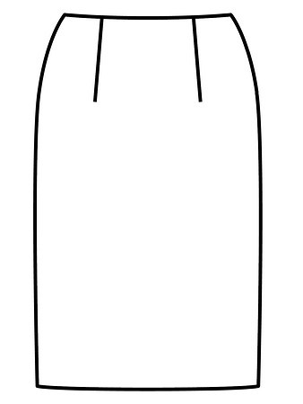 Технический рисунок юбки прямого кроя вид сзади