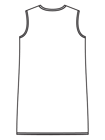 Технический рисунок длинного стёганого жилета спинка