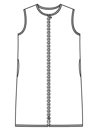Технический рисунок длинного стёганого жилета
