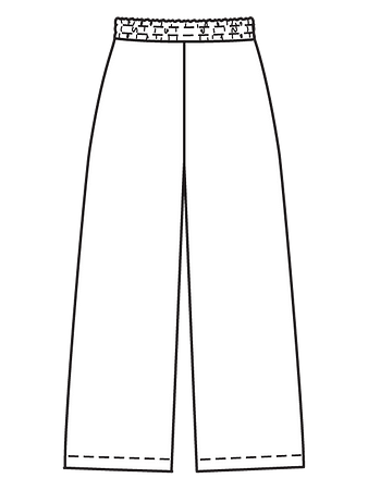 Технический рисунок брюк в стиле Марлен на эластичном поясе 