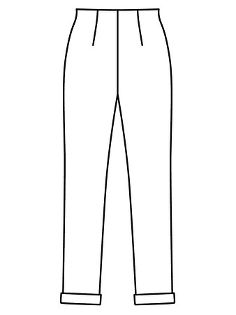 Технический рисунок узких брюких без пояса вид сзади