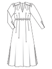 Длинное платье с V-вырезом и пышными рукавами