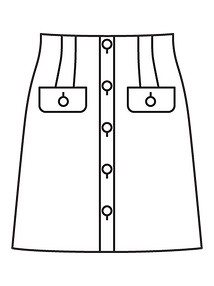 Технический рисунок мини-юбки А-силуэта из букле