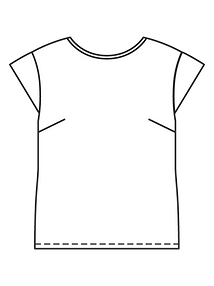 Технический рисунок блузки с V-вырезом на спинке