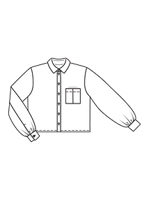 Технический рисунок короткой блузки рубашечного кроя